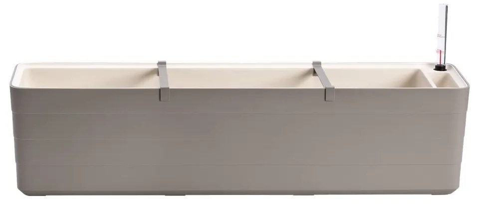Ghiveci cu sistem de auto-irigare Plastia Berberis, lungime 78 cm, gri - bej