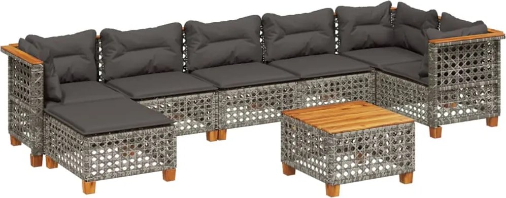vidaXL Set canapele de grădină cu perne, 8 piese, gri, poliratan