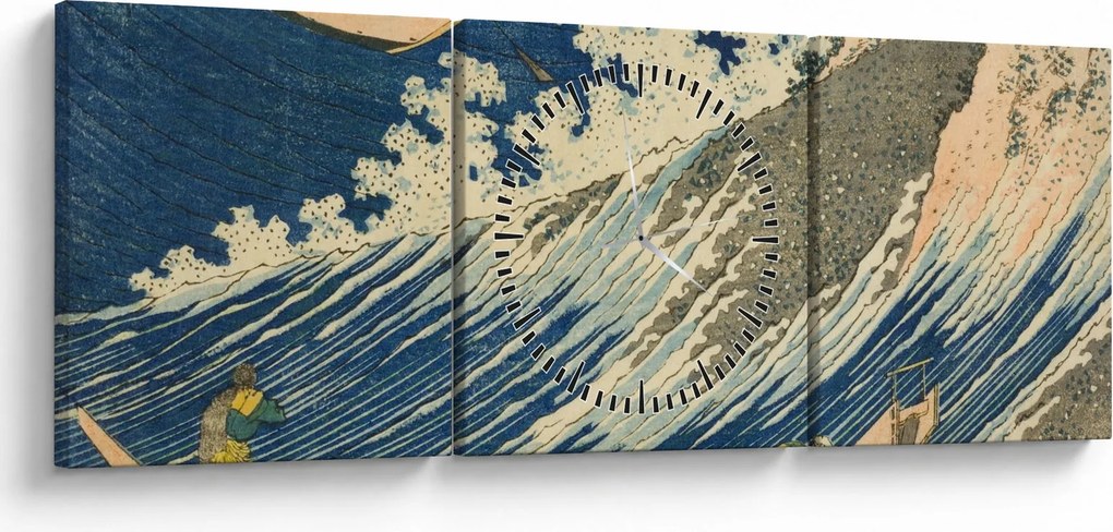 Tablou - Katsushika Hokusai, Fishing Boats at Choshi in Shimosa (Soshu Choshi) , reproducere (cu ceas) (90x30 cm)
