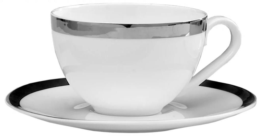 Set ceasca si farfurie pentru cappuccino PLATINUM, portelan,8x17 cm