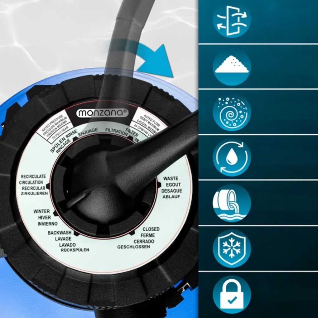 Filtrare cu nisip pentru piscina AQUA cu bile filtrante, 10 200 l/h, albastră Monzana