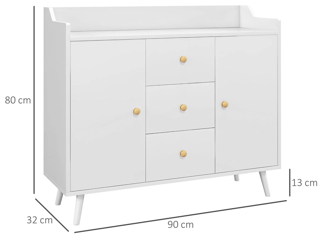 Bufet HOMCOM Alb 90x80 PAL-Pin | Aosom Romania