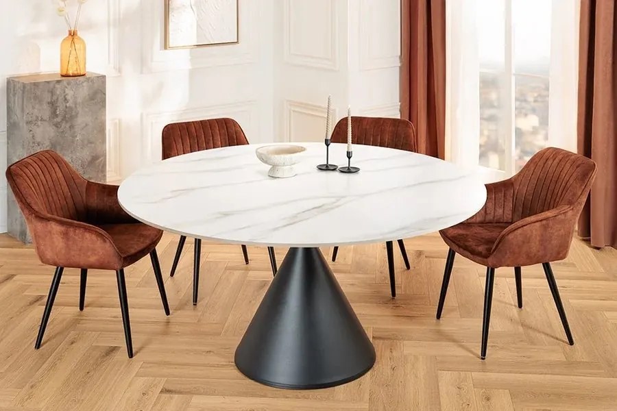 Masa rotunda SIGNATURE 135cm ceramica alba
