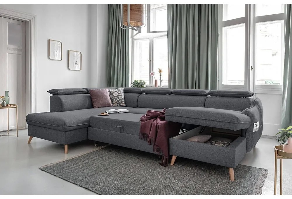 Colțar gri închis extensibil (cu colț pe partea stângă ) Sweet Harmony – Miuform