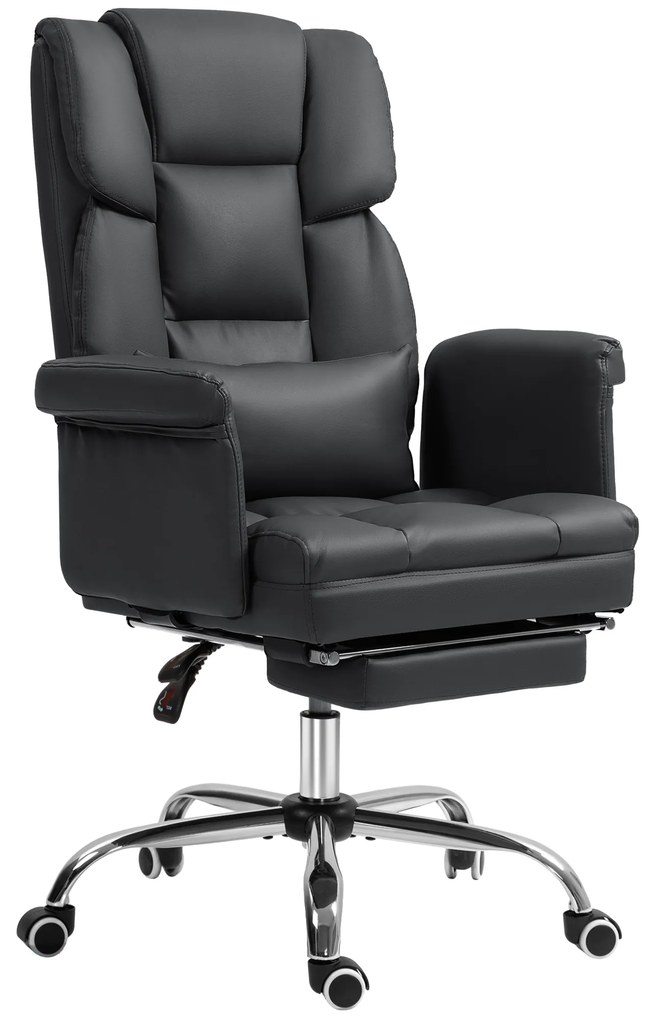 HOMCOM Scaun de birou ergonomic, înălțime reglabilă 48-56 cm, spătar reglabil, suport pentru picioare, Negru | Aosom Romania