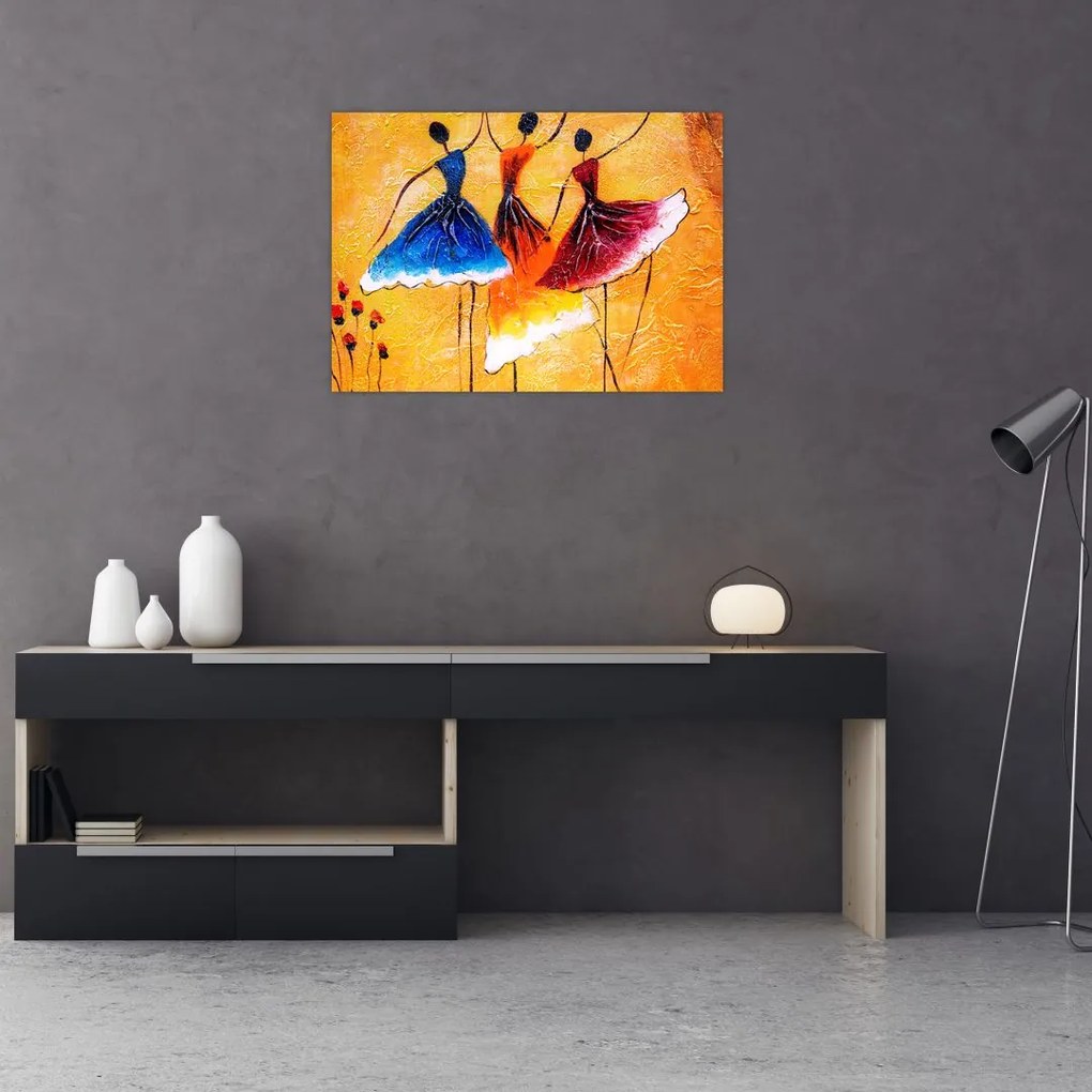 Tablou pe sticlă - Pictură în ulei, balerina (70x50 cm)