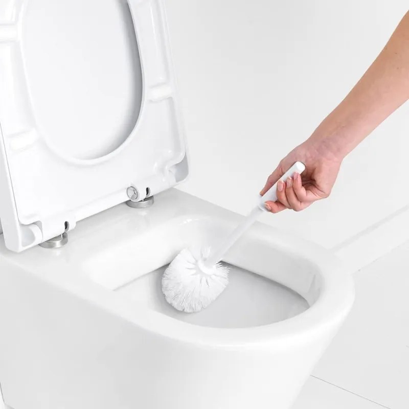Perie pentru toaleta Brabantia ReNew 648989, 37,2 cm, Maner ergonomic, Alb