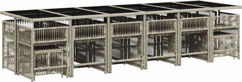 vidaXL Set mobilier de grădină cu perne 17 piese gri deschis poliratan