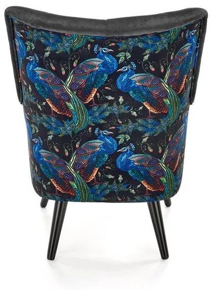 Fotoliu Pagoni velvet negru - H95 cm
