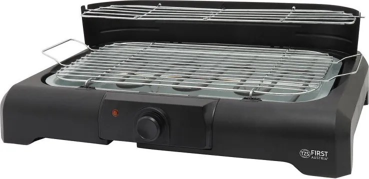 Gratar electric First Austria FA-5350-3, 2200 W, Termostat, Placi detasabile, Gratar cromata, Raft, Negru