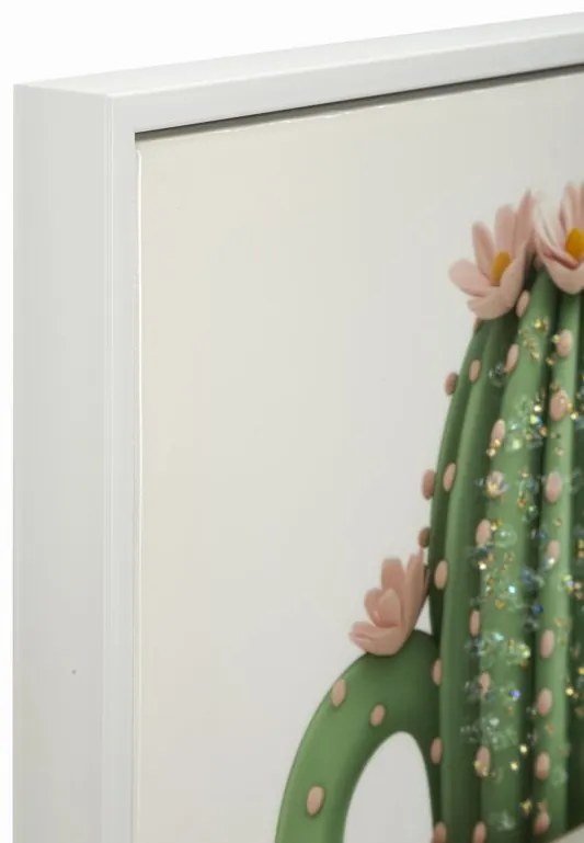 Mauro Ferretti Tablou Imprimat Pe Pânză Lacuită, Cu Ramă, Model «Borcan Cu Cactus», Orientare Orizontală, Dimensiuni 40 X 2,8 X 40 Cm | Aosom Romania