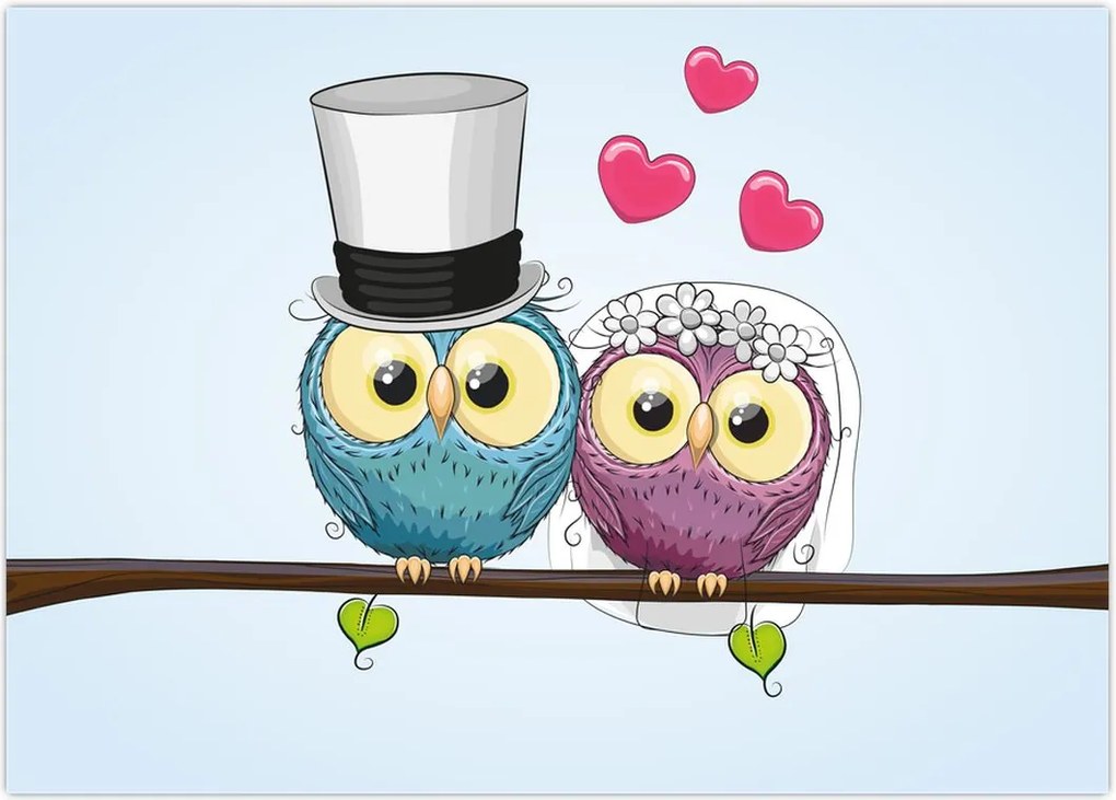 Tablou - Bufnițe îndrăgostite (70x50 cm)