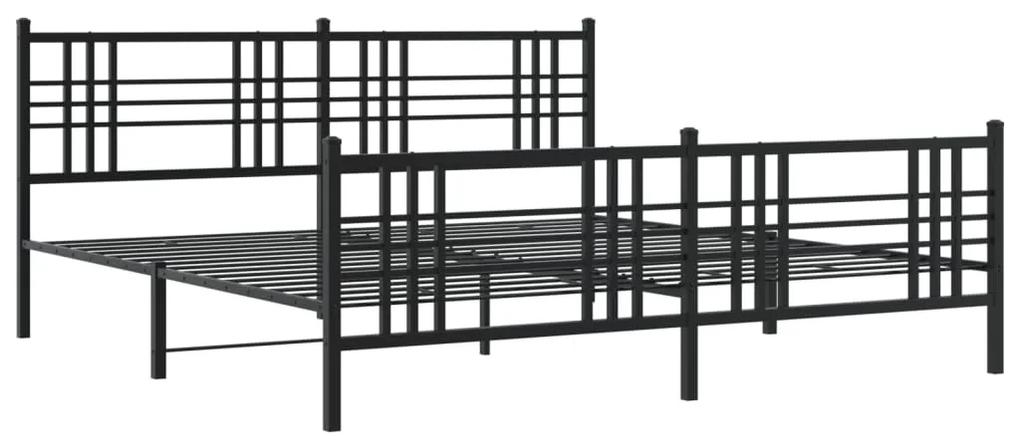 376346 vidaXL Cadru pat metalic cu tăblie de cap/picioare, negru, 180x200 cm