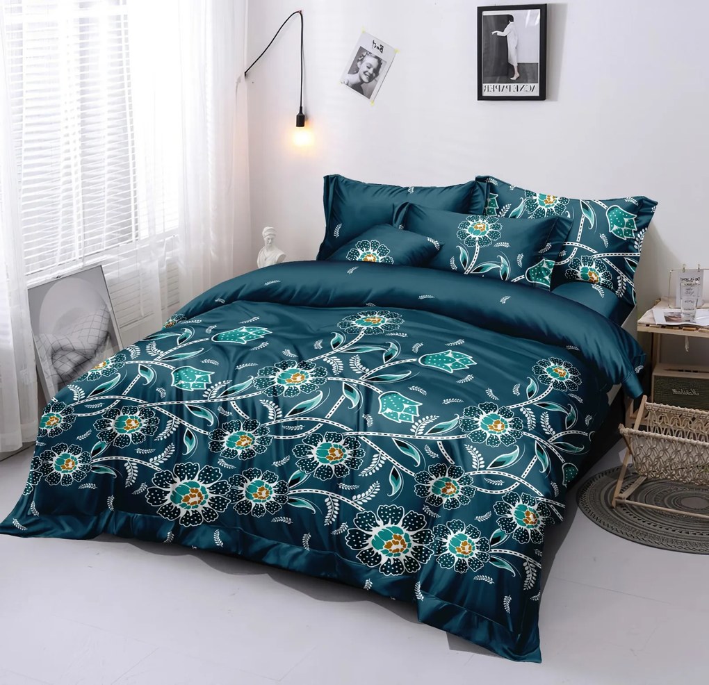 Lenjerie de pat din microfibra Culoare verde inchis, SITTO Dimensiune lenjerie de pat: 2 buc 70 x 80 cm | 160 x 200 cm