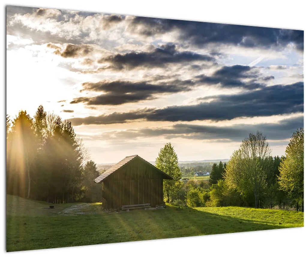 Tablou cabana în pădure (90x60 cm)