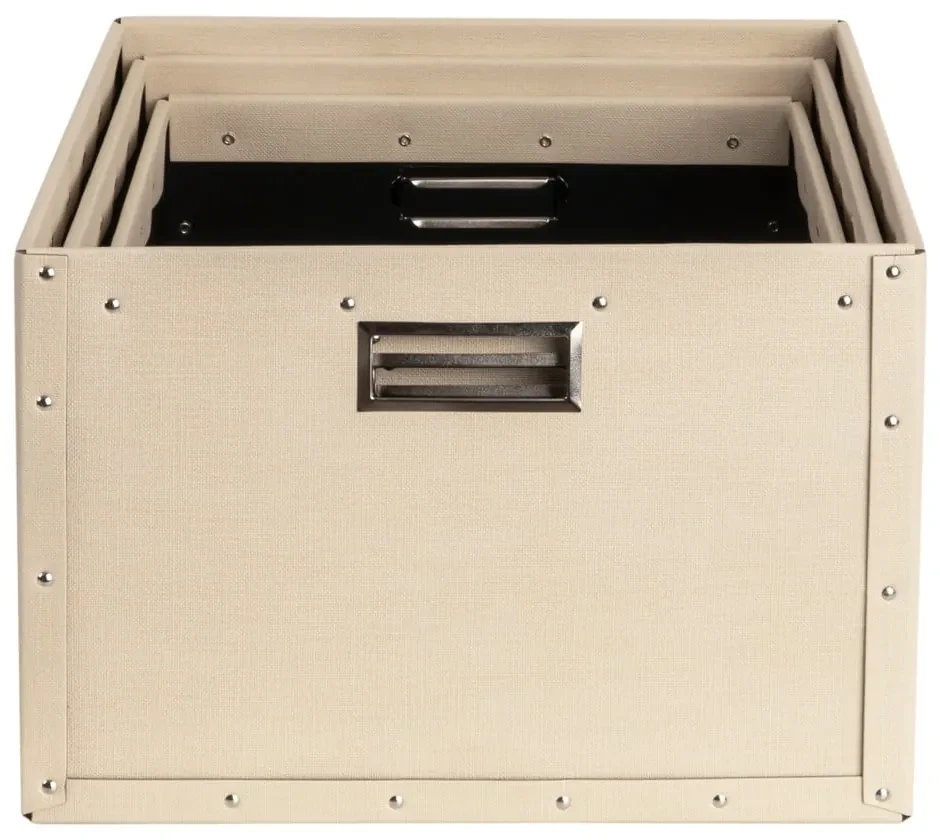Cutii de depozitare bej 3 buc. din carton Ture – Bigso Box of Sweden