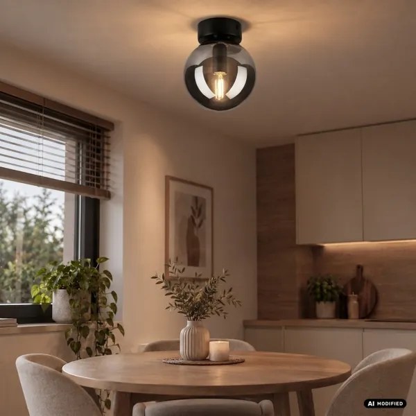 Plafonieră ELIAS 1xE14/5W/230V Ø 13 cm negru/gri fumuriu