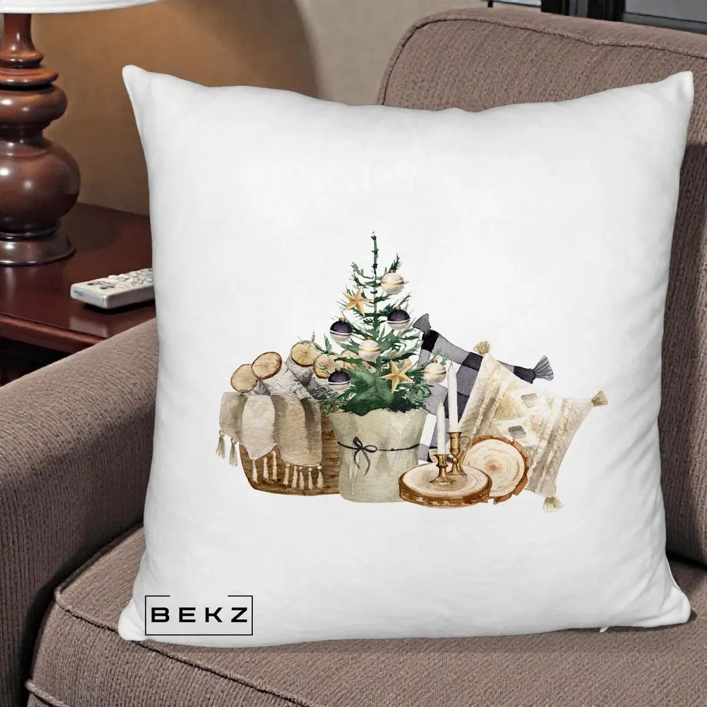 Perna Decorativa Colt Cozy de Craciun Boho, 40x40 cm, Alb Pufos, Husa Detasabila, Perna Inclusa, BEKZ®
