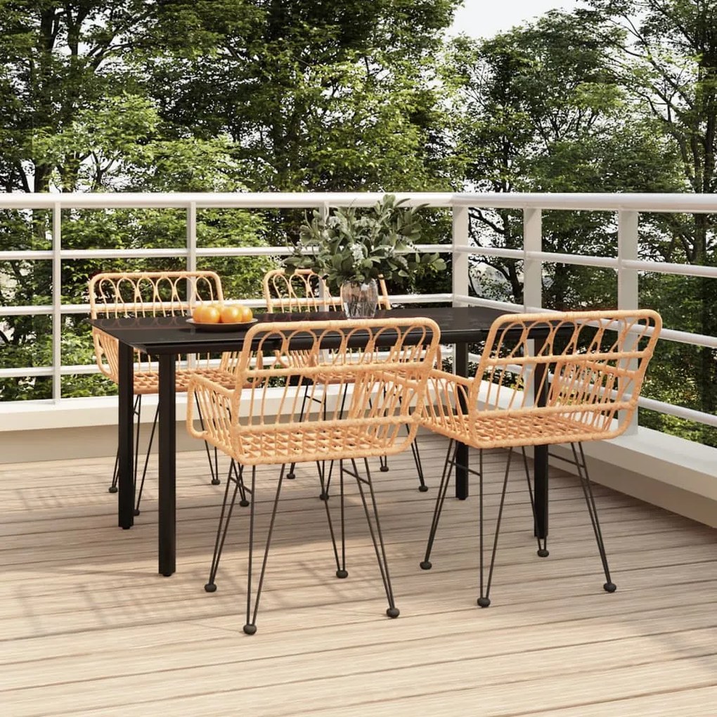 vidaXL Set mobilier de grădină, 5 piese, poliratan