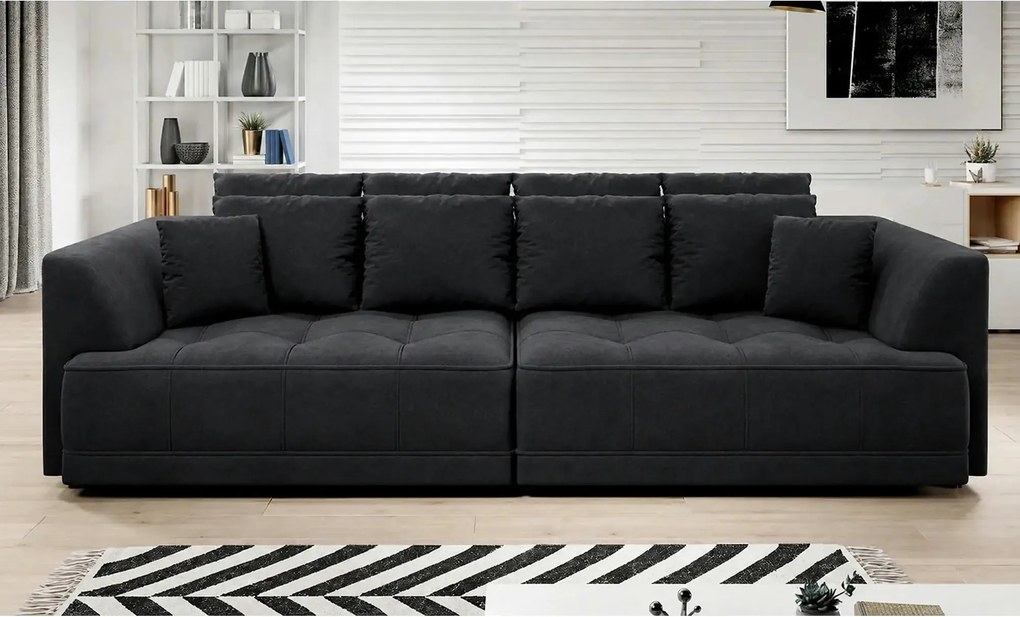 Canapea moderna pentru living TIGA, stofa catifelata maro inchis - Whi