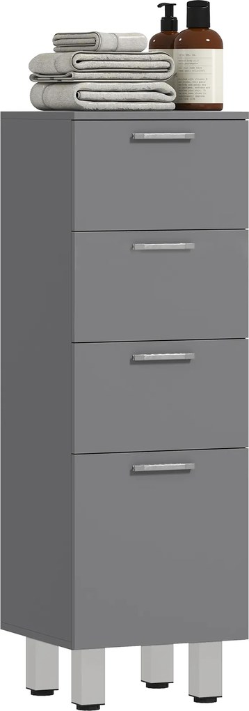 kleankin Dulap de baie, dulap de baie, 4 sertare, placă aglomerată, neted, Gri | Aosom Romania