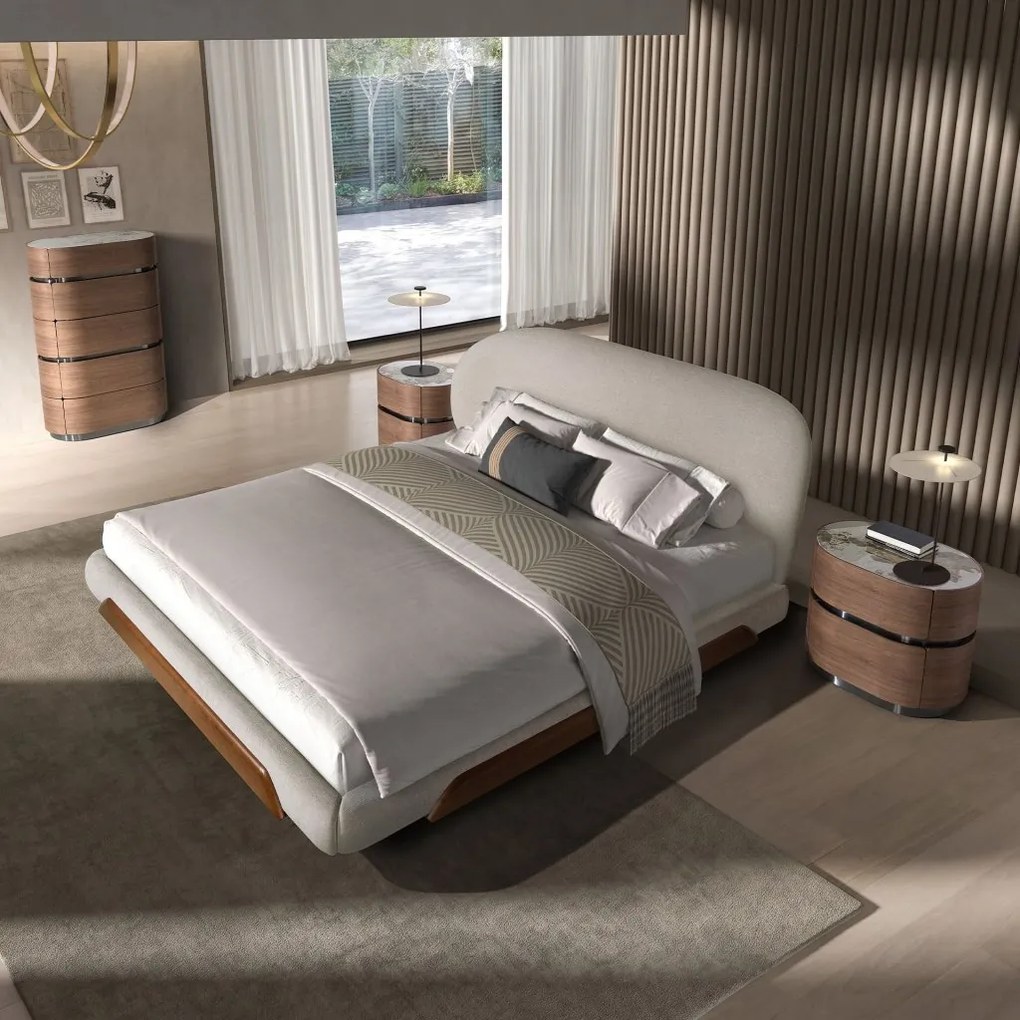 Pat dublu tapitat design LUX Light grey 180x200cm