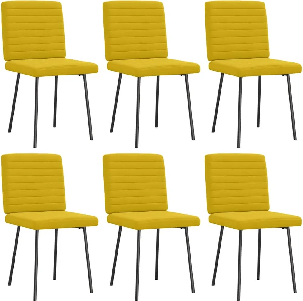 vidaXL Scaune de sufragerie, 6 buc, galben, catifea