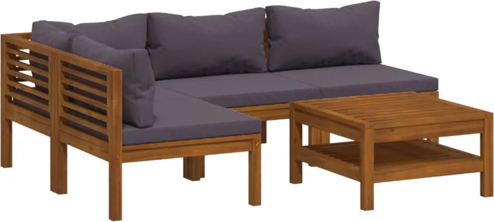 vidaXL Set mobilier de grădină cu perne, 5 piese, lemn masiv acacia