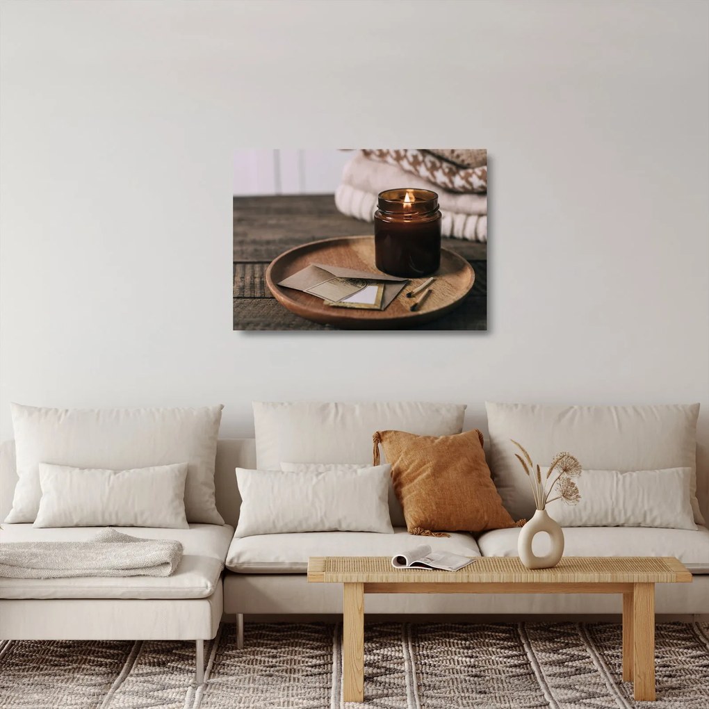 Tablou pe sticlă - Lumânare aprinsă (70x50 cm)
