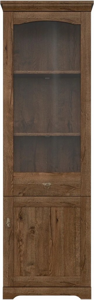 Vitrina PATRAS, stejar april, PAL/sticla securizata, 63x45x201 cm