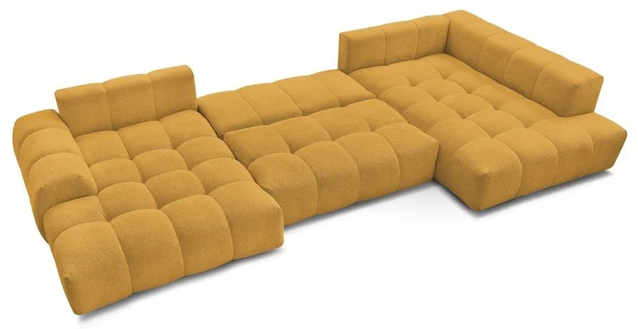 Colțar galben muștar extensibil/cu spațiu de depozitare cu tapițerie din chenille (cu colț pe partea dreaptă/în formă de "U") Everest – Bobochic Paris