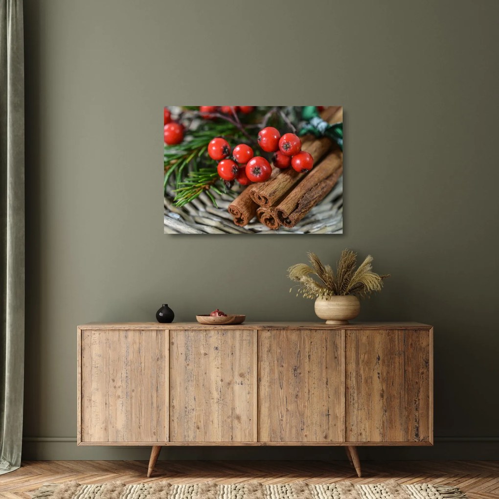 Tablou pe sticlă cu rowan și scorțișoară (70x50 cm)