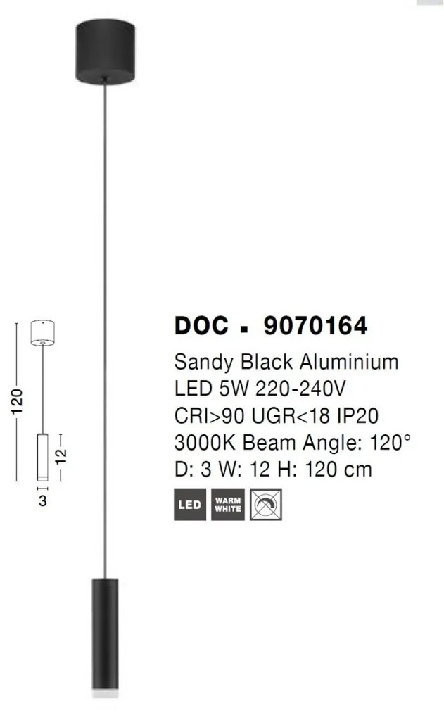 Pendul LED design modern minimalist DOC negru
