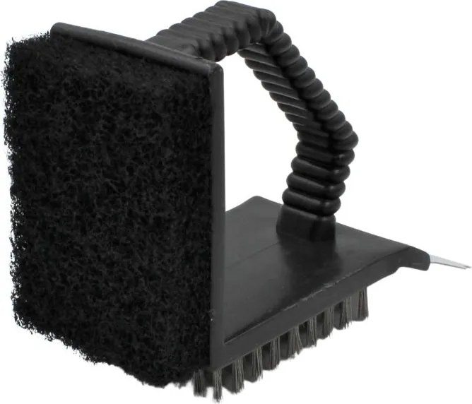 Perie premium 3 în 1 pentru curățarea grătarului, cu peri metalici rezistenți, racletă din oțel și burete abraziv, BBQ