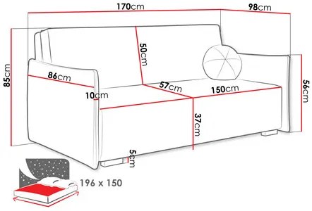 Canapea extensibilă Clovea Glov IV (Gri închis) (cu sp. depozitare). 1105479