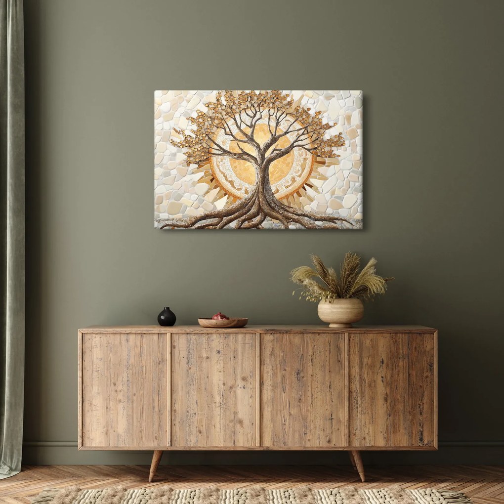Tablou – Arborele vieții auriu în mozaic (90x60 cm)