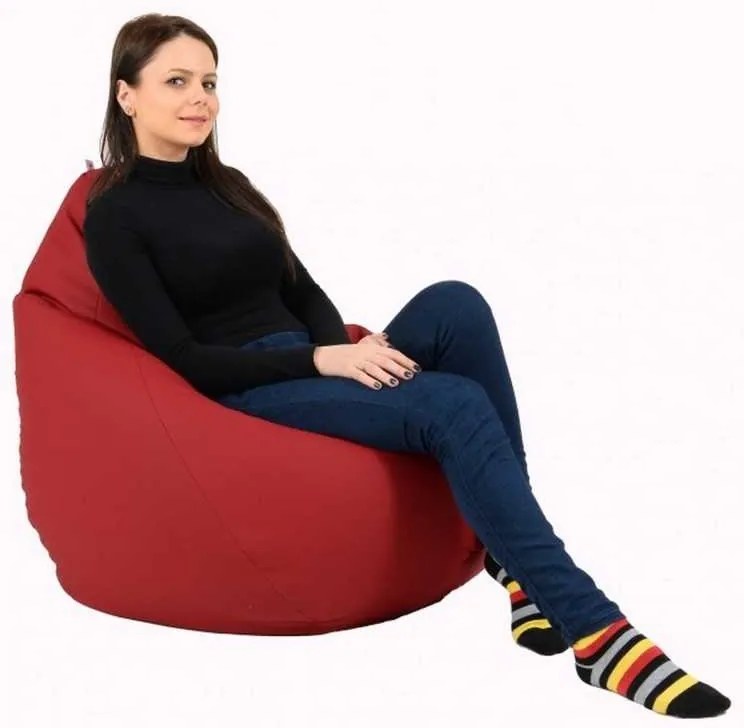 Fotoliu Nirvana Hobbit Pufrelax, Material Piele ecologica - Bordo