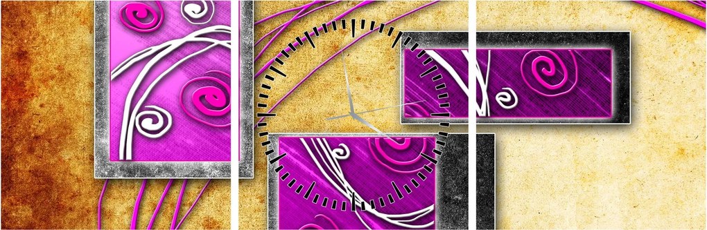Tablou abstracție (cu ceas) (90x30 cm)