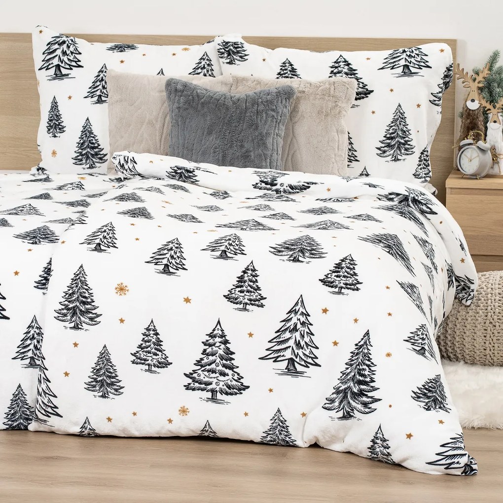 Lenjerie de pat din microflanel 4Home FrostedTrees, 140 x 200 cm, 70 x 90 cm, 140 x 200 cm, 70 x 90 cm