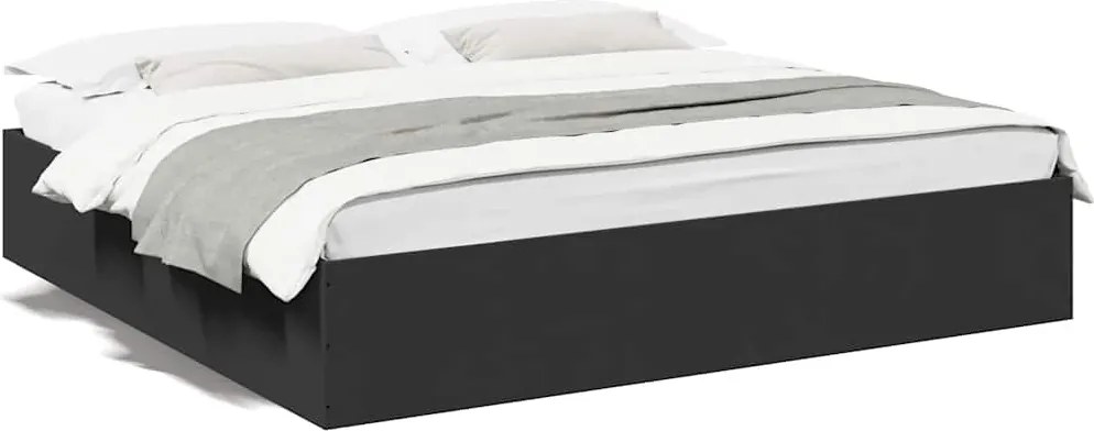 vidaXL Cadru de pat, negru, 200x200 cm, lemn prelucrat