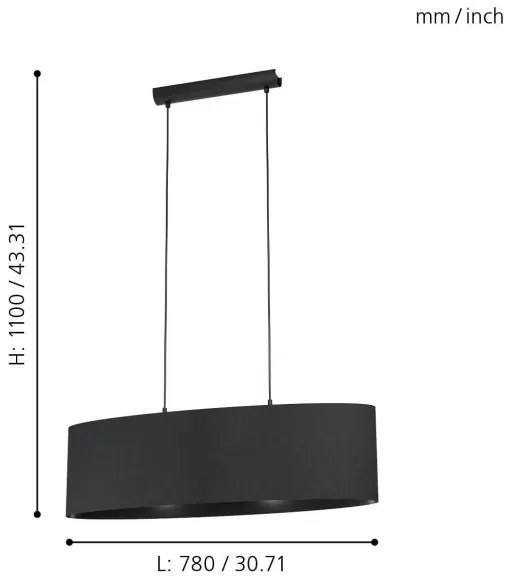 Eglo 99044 - Lustră pe cablu MASERLO 2xE27/40W/230V