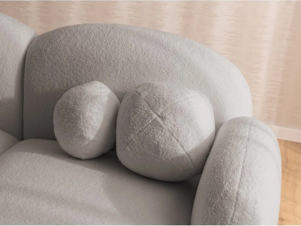 Colțar gri cu tapițerie din țesătură bouclé (cu colț pe partea dreaptă/cu șezlong) Orbit – Ropez