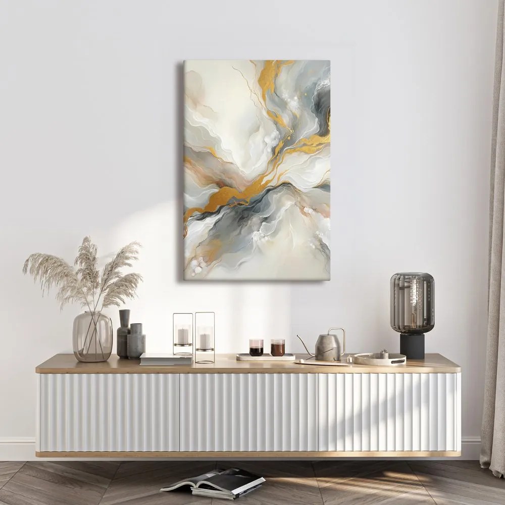 Tablou abstract linii aurii