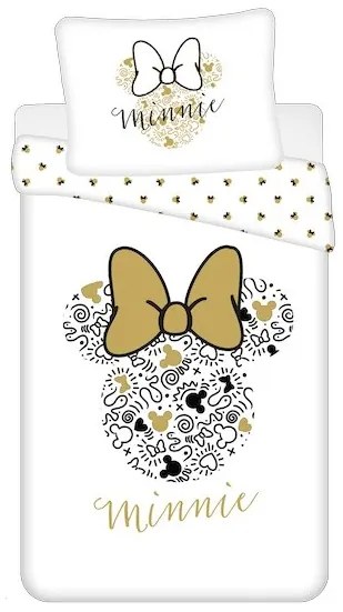 Lenjerie de pat pentru copii MINNIE GOLD albă Dimensiune lenjerie de pat: 70 x 90 cm | 140 x 200 cm