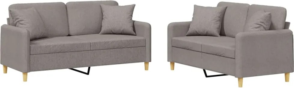 vidaXL Set de canapele cu perne, 2 piese, gri taupe, textil
