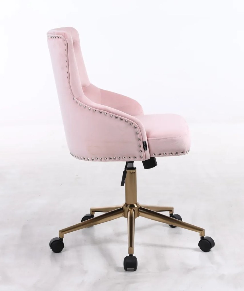 HR654K Scaun Catifea Roz cu Bază Aurie