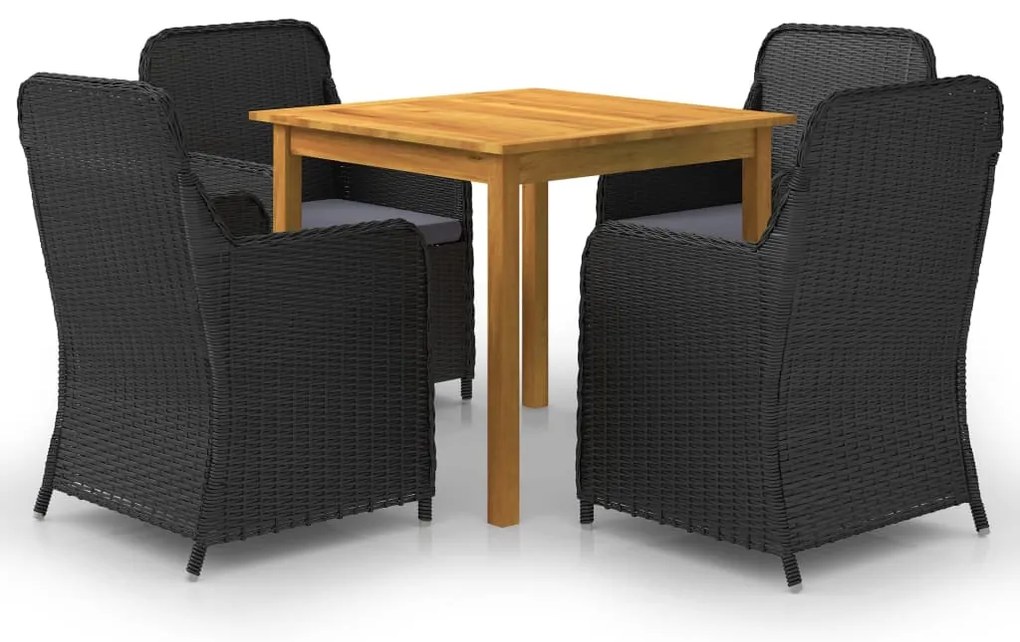 vidaXL Set mobilier de grădină, 5 piese, negru
