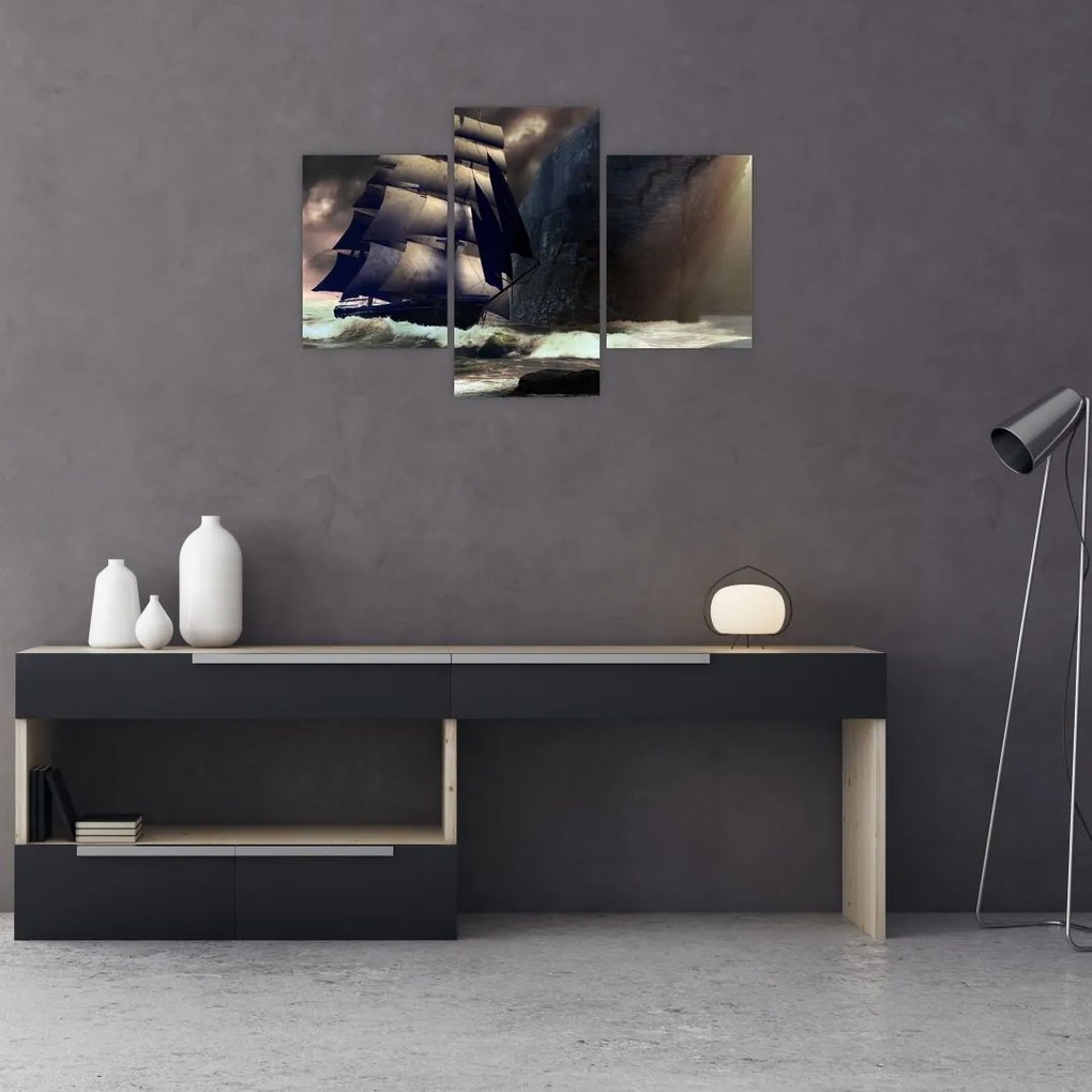 Tablou - Navă printre recife (90x60 cm)