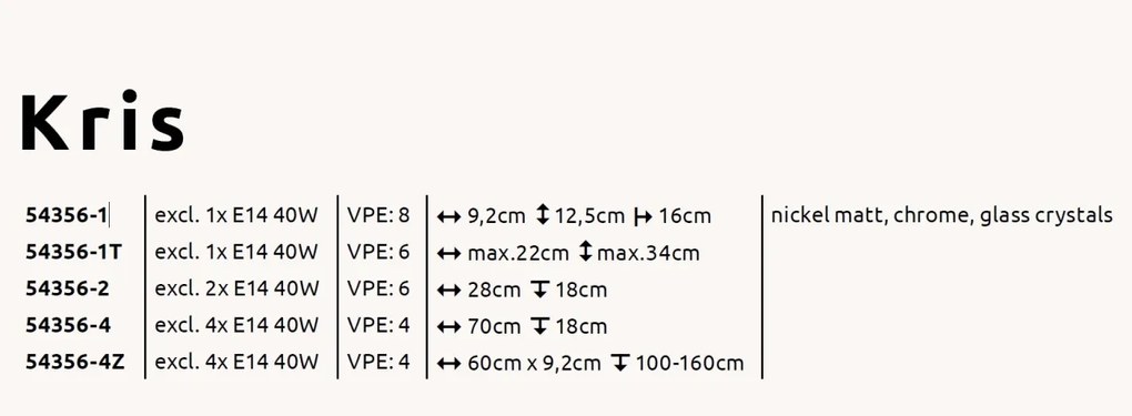 Aplica de perete / tavan stil modern KRIS 2L 54356-2 GL