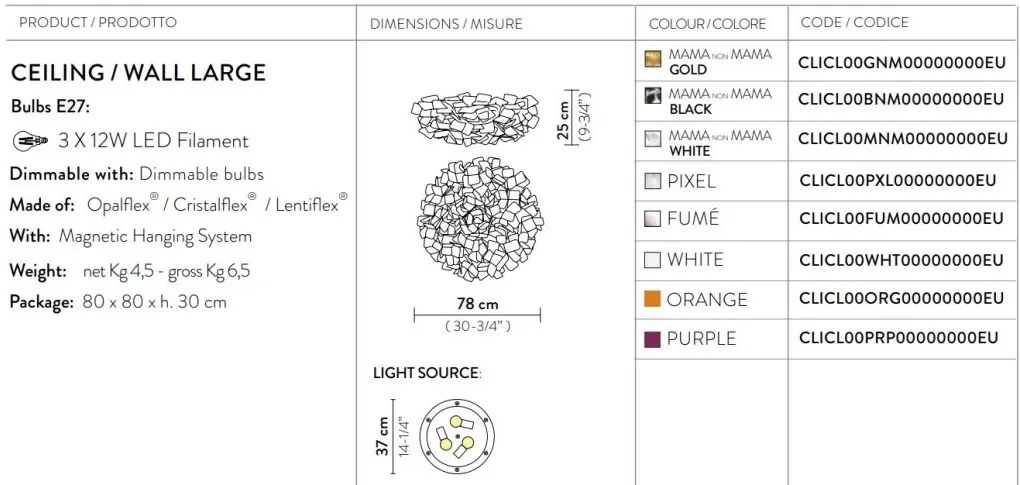 Plafoniera design unicat realizata manual Clizia Large Fume, 78cm